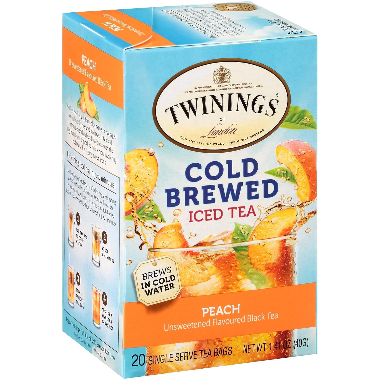 Product image of Twinings Peach Cold Brewed Iced Tea 20 ct Box Pack of 2